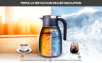 Heritage66 Thermal Coffee Carafe Dispenser, Triple Wall Stainless Steel, Vacuum Insulated, 34 oz/1 Liter, Keeps Hot 12 Hours (1 Liter/ 34 Oz)