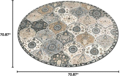 Lahome Moroccan Washable Round Area Rug, Soft Vintage Circle Round Rugs 6ft | - Image 2