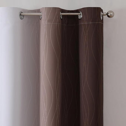 Brown and Greyish White Blackout Curtains 42Wx63L 2 Panels | Ombre Curtains - Image 4