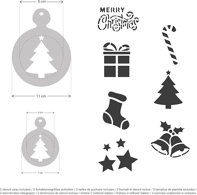 NAKLEO Coffee Stencils and Cookies Decoration 14Pcs 2.8”x2.8” and 4.3”x4.3”, Reusable Plastic Baking Templates, Christmas Winter Holidays, Barista DIY Art Craft, Capuccino Latte Cake Biscuit