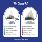 BLUE TEA - Butterfly Pea Flower Tea - 10 Count - Pyramid Plant Based Tea Bag | ANTIOXIDANT RICH | Flower Based - Detox Tea - Herbal Tea - Caffeine Free - Non-Bitter | Zipper Pack