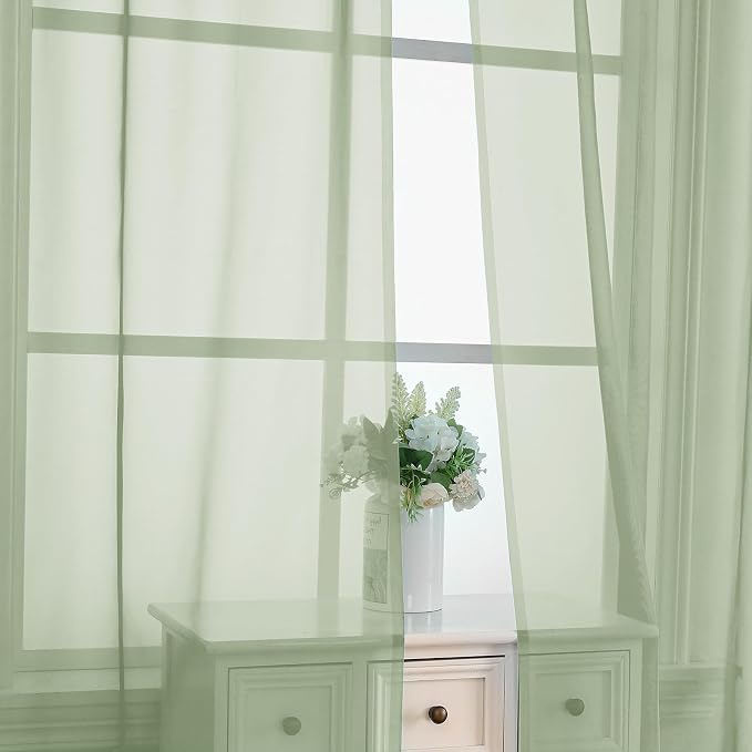 Light Green Sheer Curtains 72 Inches Long 2 Panels - Image 7