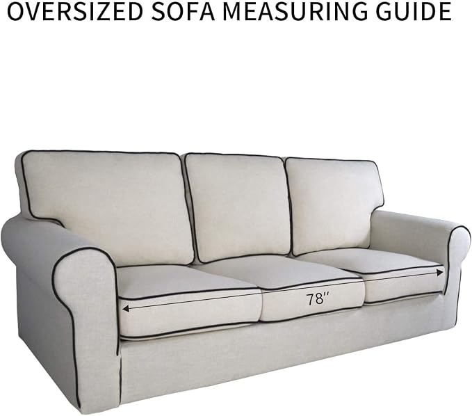 PureFit Stretch Oversized Couch Covers Fleece Sofa Slipcovers Taupe | 1-Piece - Image 6