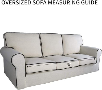 PureFit Stretch Oversized Couch Covers Fleece Sofa Slipcovers Taupe | 1-Piece - Image 6
