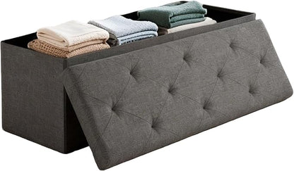 30 inch Storage Ottoman Bench, 30 inch Folding Storage Bench Ottoman, by Unknown
