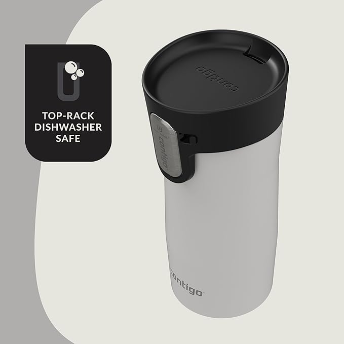 Contigo AUTOSEAL West Loop Vacuum-Insulated Stainless Steel Travel Mug with Easy-Clean Lid, 12oz, Salt Frosted Pearl