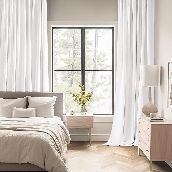 MIULEE Pure White Back Tab Blackout Curtains 52x63 Inches Long 2 Panels Set | - Image 2