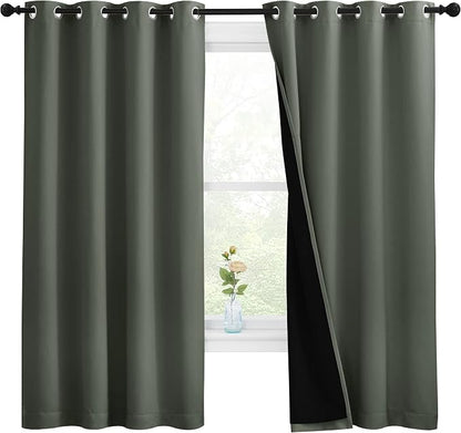 NICETOWN Dark Mallard 100% Blackout Lined Curtains, 2 Thick Layers Completely by NICETOWN