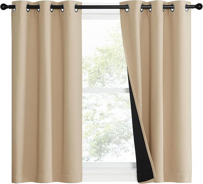 NICETOWN Bedroom Full Blackout Curtain Panels, 37 by 40-inch, Biscotti Beige by NICETOWN