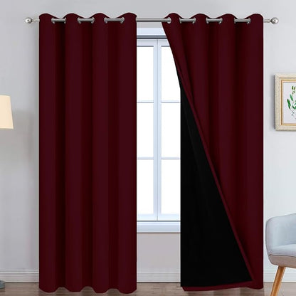 Yakamok Wine Red 100% Blackout Curtains 84 Inches Long 52" Wide 2 Panels | by Yakamok