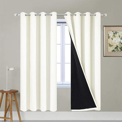 Yakamok Cream 100% Blackout Curtains 72 Inches Long by Yakamok