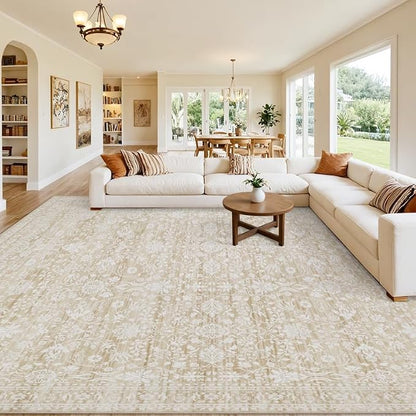8x10 Area Rugs Living Room: Bedroom Washable Carpet Natural Beige | Large - Image 8