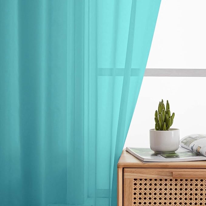 Cafe Curtains 36 Inch Length Tier 2 Pieces, Modern Soft Airy Sheer Kitchen - Image 7