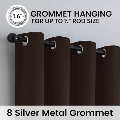 SimpleHome Chocolate Brown 100% Blackout Curtains Room Dark Living Room 63L | - Image 6