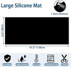 47.2"x23.6" Large Silicone Mat for Kitchen Counter, Heat Resistant Non-Slip Countertop Protector, Waterproof Silicone Craft Mat for Kitchen Island, Light Gray