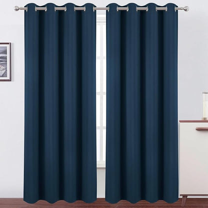 Blackout Curtains 52 x 120 Inch Long Navy Blue Curtains Set of 2 Panels Room by Lemomo