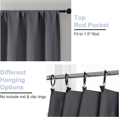 Simplebrand Ava Grey Short 24 Inches Blackout Curtain 2 Panels Set, Half Window - Image 4