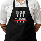 Personalized Chef Apron for Men, Custom Embroidered Design, Professional Kitchen Cooking BBQ Grilling for Dad, Decorated in USA
