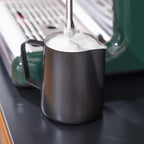 2 Pack Matte Black Milk Frothing Pitcher, 12oz/350ml & 20oz/600ml Espresso Steaming Pitcher, Stainless Steel Milk Frother Steamer Cup, Perfect for Espresso Coffee Cappuccino Latte Art