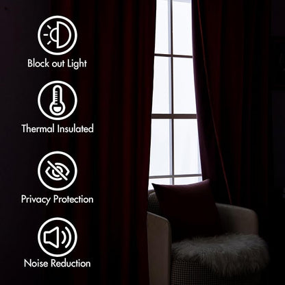 MIULEE Velvet Curtains 52x72 inches 2 Panels Red Blackout Curtains | Luxury - Image 4