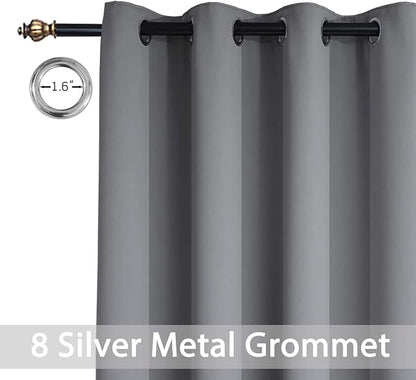 Yakamok Grey Room Darkening Curtains 52x90 inch Gray Grommet-Living Room | 2 - Image 3
