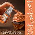 Bakell - Pumpkin Orange Tinker Dust (4g, 1x Mini Spray Pump) Edible Glitter for Food, Desserts, and Beverages!