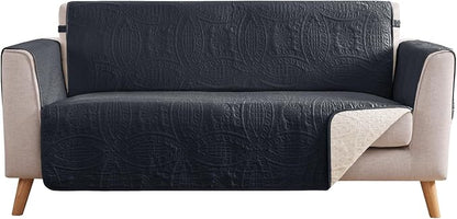 Black Loveseat Covers 2 Cushion Couch, Water-Repellent Sofa Cover by Pamhaven