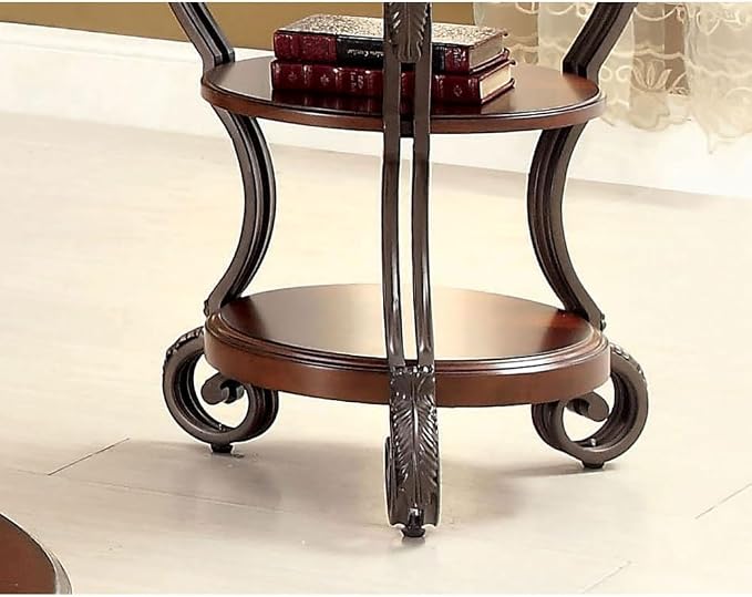 Traditional Style Brown Cherry 1pc Sofa Table Open Bottom Shelf Ornate Design - Image 4