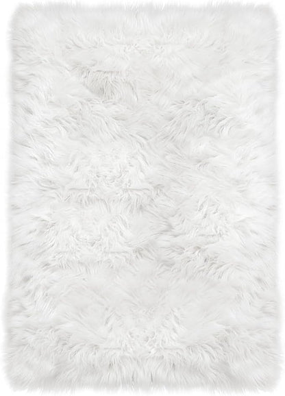 Latepis White Faux Fur Rug 3x5, Faux Sheepskin Rugs by Latepis