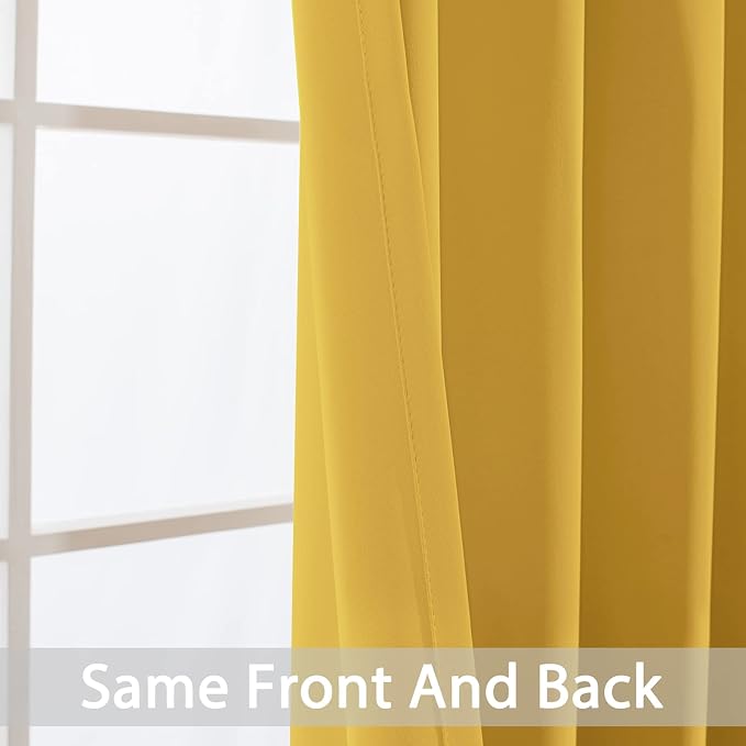 Yakamok Room Darkening Curtains 52x108 inch Long Mustard Yellow-Bedroom | 2 - Image 5