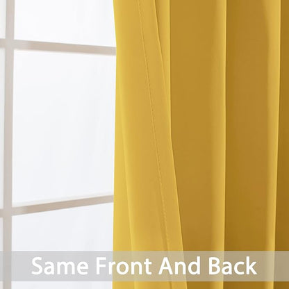 Yakamok Room Darkening Curtains 52x108 inch Long Mustard Yellow-Bedroom | 2 - Image 5