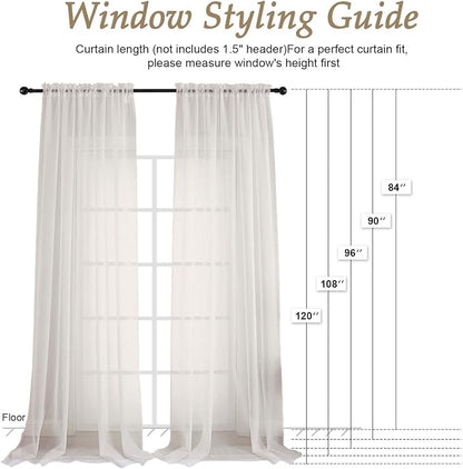 Ivory Bedroom Curtains 96 Length - Image 2