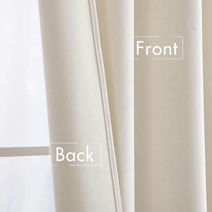 MIULEE Velvet Curtains 52x90 inches 2 Panels Ivory Room Darkening Curtains | - Image 6
