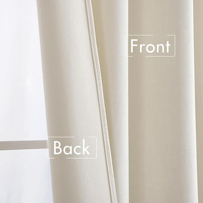 MIULEE Velvet Curtains 52x90 inches 2 Panels Ivory Room Darkening Curtains | - Image 6