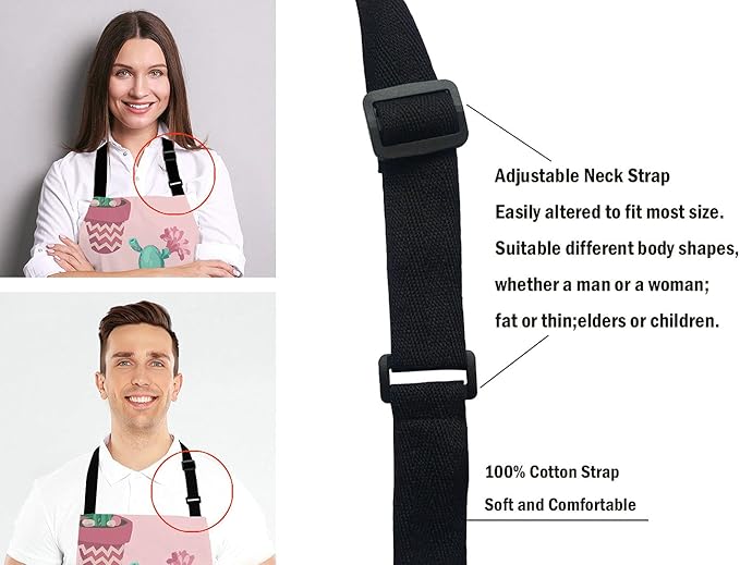 Cactus Bib Apron with Adjustable Neck for Men Women,Suitable for Home Kitchen Cooking Waitress Chef Grill Bistro Baking Apron