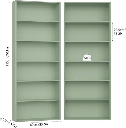 FOTOSOK 6-Tier Open Bookcase and Bookshelf Set of 2, Freestanding Display - Image 2