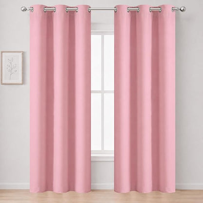 Pink Thermal Blackout Curtains/38 x 84 Inch/Set of 2 Panels Room Darkening by Lemomo