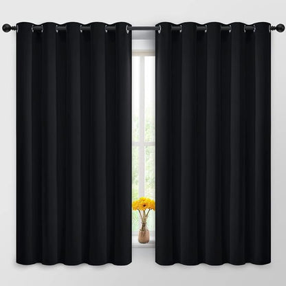 Yakamok Room Darkening Curtains 62x63 inch Length Black-Living Room | 2 panels by Yakamok