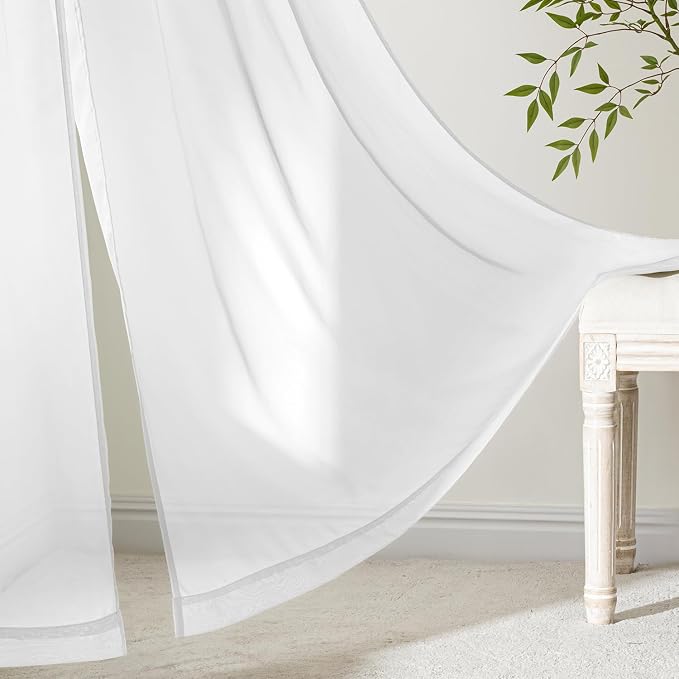 MIULEE White Sheer Curtains 102 Inches Long 4 Panels 42 x 102 Inches | Light - Image 6