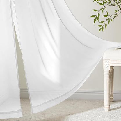 MIULEE White Sheer Curtains 102 Inches Long 4 Panels 42 x 102 Inches | Light - Image 6