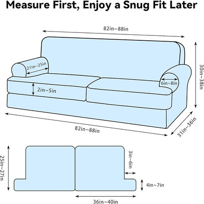 Waterproof Couch Cover 3-Piece Set Striped Sofa Slipcovers - Image 6