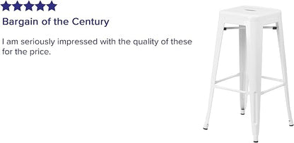 Flash Furniture Lily 4 Pack Commercial Grade 30" High Backless White Metal - Image 5