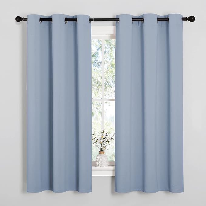 NICETOWN Vintage Blue Blackout Curtains 45 inches Length by NICETOWN