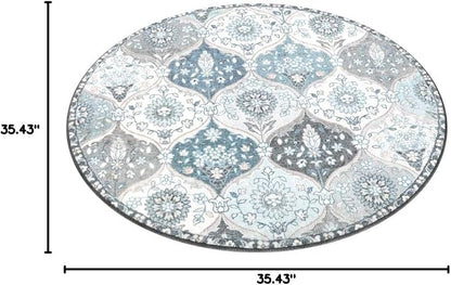 Lahome Moroccan Washable Round Rug, Soft Vintage Small Round Rug 3ft | Non-Slip - Image 2