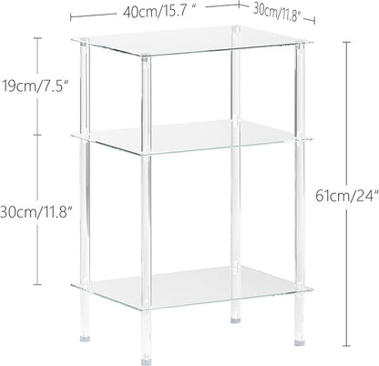Tempered Glass Side Tables Set of 2 Acrylic End Table - Image 3