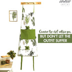 AMOUR INFINI Aprons for Women Adjustable Strap with Waist Ties Aprons for Baking, Cooking, Gardening Cotton Washable, Reusable Spring Apron (27.5 x 33 Inches - Herb Garden)