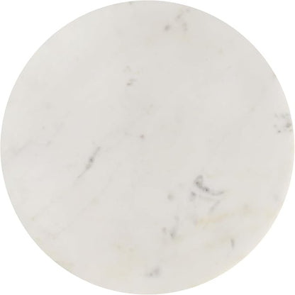 JONATHAN Y Javier Solid White Marble End Table, 17.75" Round Modern Accent Side - Image 8