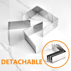 Guowall Stainless Steel Extensible Cake Ring Mold Detachable Square Shaped Mousse Ring Nonstick Cake Mould for Baking Tools - 4in