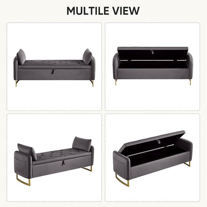 65" End of Bed Storage Bench, Modern Storage Benches - Image 7
