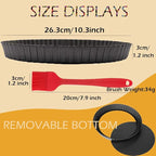 Tart Pans with Removable Bottom 10 Inch Quiche Pan, Heavy Duty Carbon Steel Round Non-stick Fluted Pie Tart Pan for Mousse Cakes, Christmas Dessert Baking (10.2 Inch 1pc)